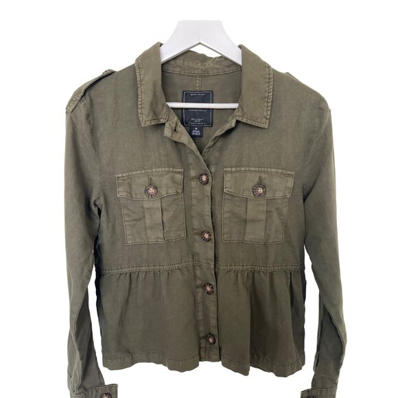 Sanctuary Peplum Jacket Army Green Button-Up - Picture 2 of 3